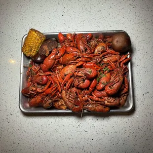 Craw Fish, Potatoes and Corn