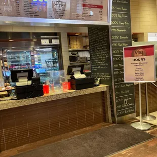 the counter area of a restaurant