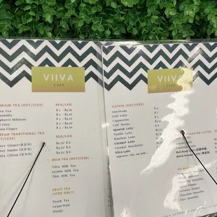 two menus on a table