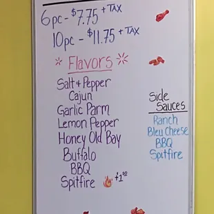 Wall menu