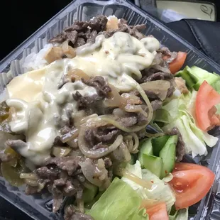 Teriyaki Cheesesteak Rice Plate!