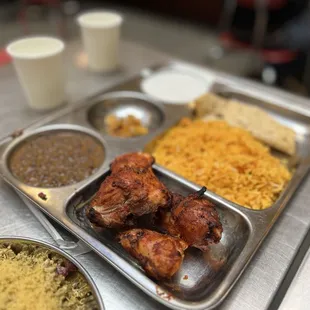 Tandoori chicken with chapati and rice