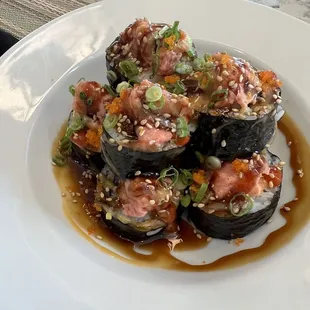 a plate of sushi