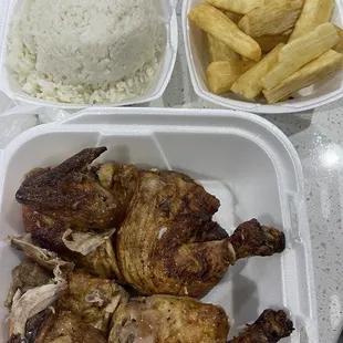 Ordered on DoorDash. Whole chicken and yuca fries