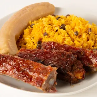 BBQ Ribs combo with rice and one side