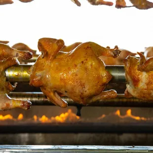 Rotisserie chicken all fired up