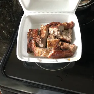 Ribs, whole chicken, rice and cassava