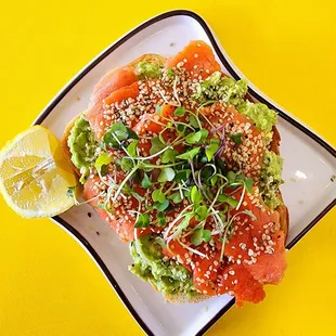 Regular Avocado Toast with added Wild Smoked Salmon