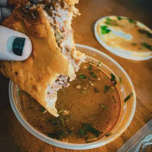 Birrias with the meat sauce!