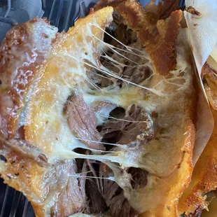 a meat and cheese sandwich