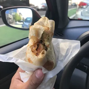 Amazing shrimp burrito with a very spicy but equally delicious habanero salsa!