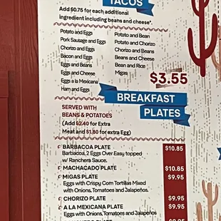 a menu for a mexican restaurant