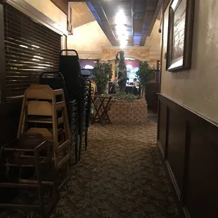 Looking up hallway towards main dining room from mod hallway