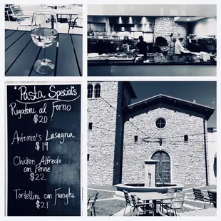 a black and white photo of a restaurant