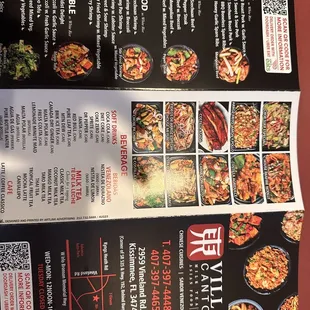 the menu of a restaurant