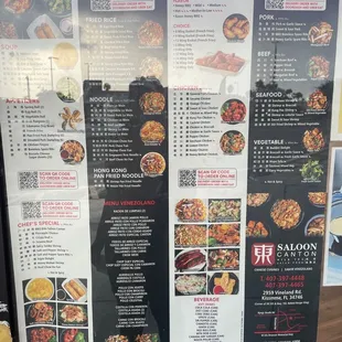 the menu of the restaurant