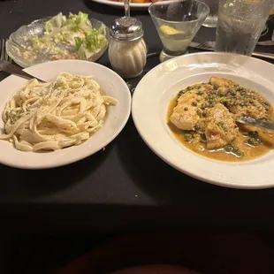 Chicken piccata &amp; Fettuccine Alfredo