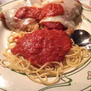 Eggplant Parmigiana with Spaghetti