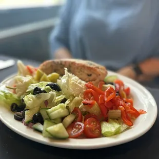 Salad with grilled salmon