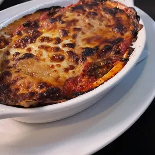 Lasagna.  Little crispy.  Lotta flavor though