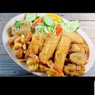 Bread fish and shrimp