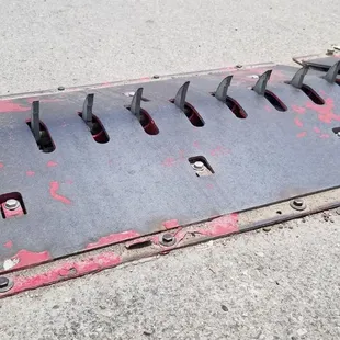 Villa Del Sol have this install on their exit gate on the ground it damage and gave us a flat tire that had to be replace