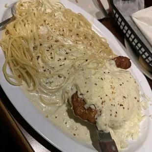 Chicken Parmigiana alfredo