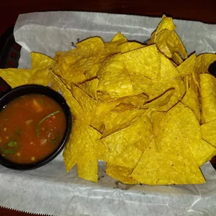 Hot and fresh chips and salsa!