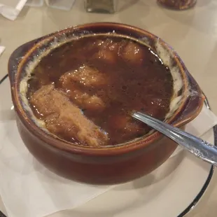 French onion soup - i stured the cheese in already.