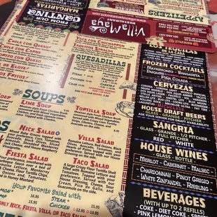 Menu...Check out the different margaritas