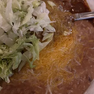 Chile Relleno , rice, beans and salad