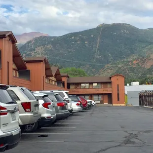 View from table outside the office where breakfast can be found. That is the Incline (saves for our return trip)
