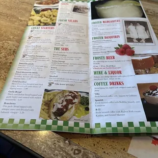 a menu on a table