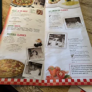 a pizza menu on a table