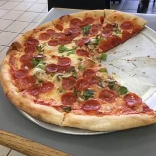 Villa Rina Special. Double pepperoni, onions, mushrooms and peppers