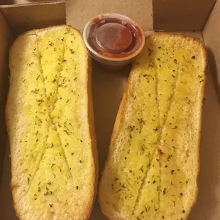 Garlic bread with marinara sauce!