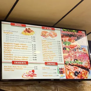 menu and prices