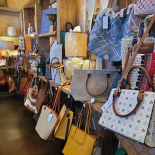 a variety of handbags