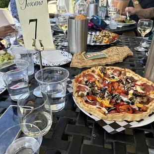 a pizza on a table