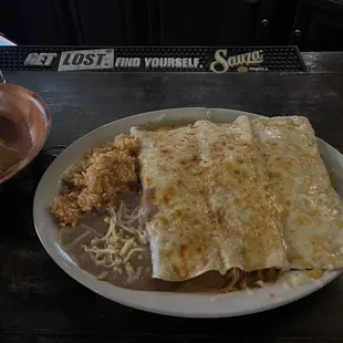 Large combo 3 burritos $16 best deal in town! Best Mexican bar to chill at!