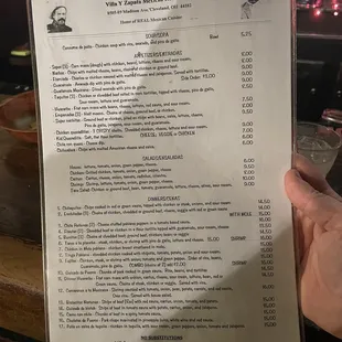 menu