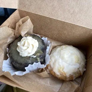 Sticky date cake, lemon yogurt cookie which