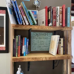 a bookshelf full of books