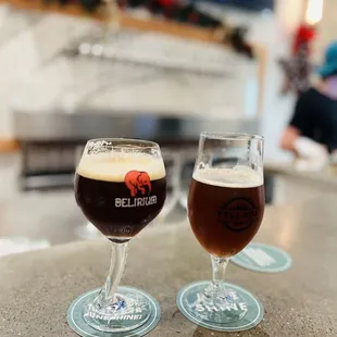 two glasses of beer
