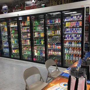 a variety of sodas and beverages