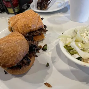 Philly cheesesteak with the cabbage slaw.
