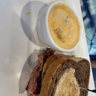 My wife&apos;s half sandwich and soup combo