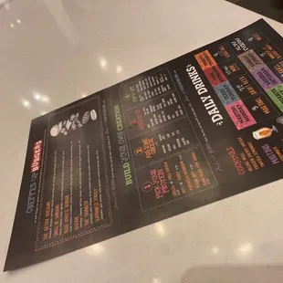 a menu on a table