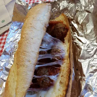 Meatball sub with cheese