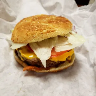 Bacon cheeseburger. Bacon on the bottom